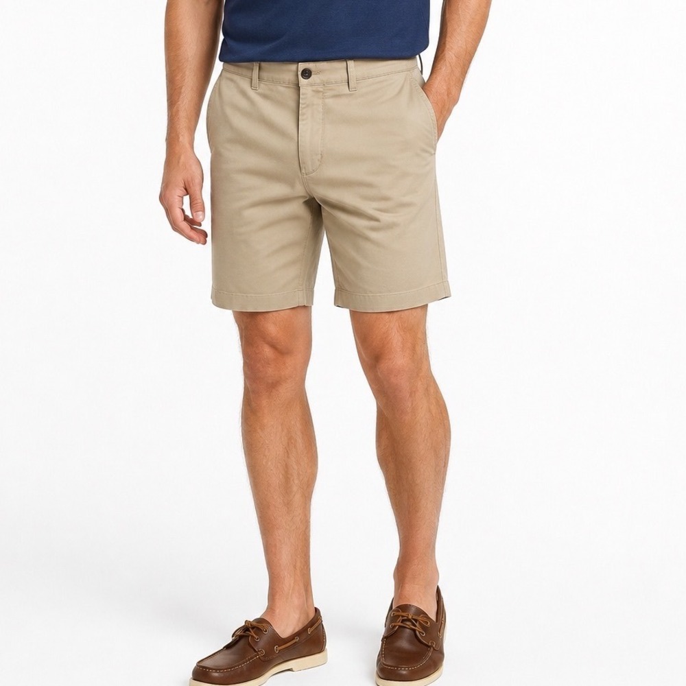 L.L. Bean Mens Standard Fit Khaki Chino Shorts 32W Stretch Cotton Casual Preppy